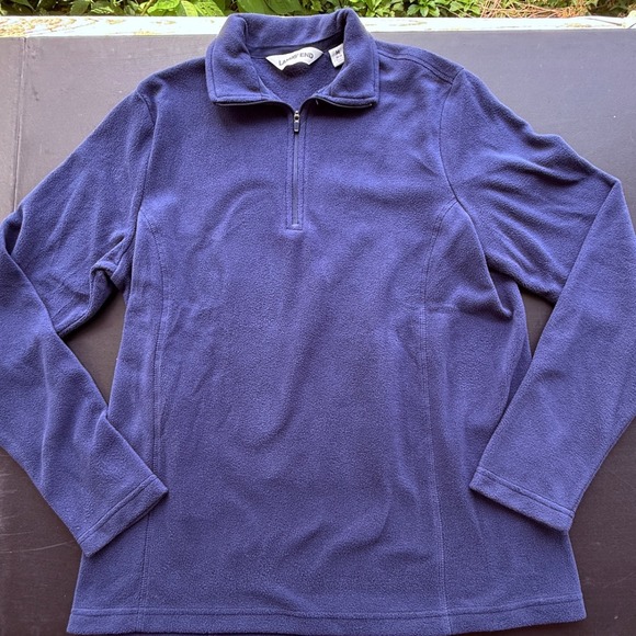 Lands' End Tops - Lands End Womens Quarter Zip Fleece Pullover Blue Medium 10-12